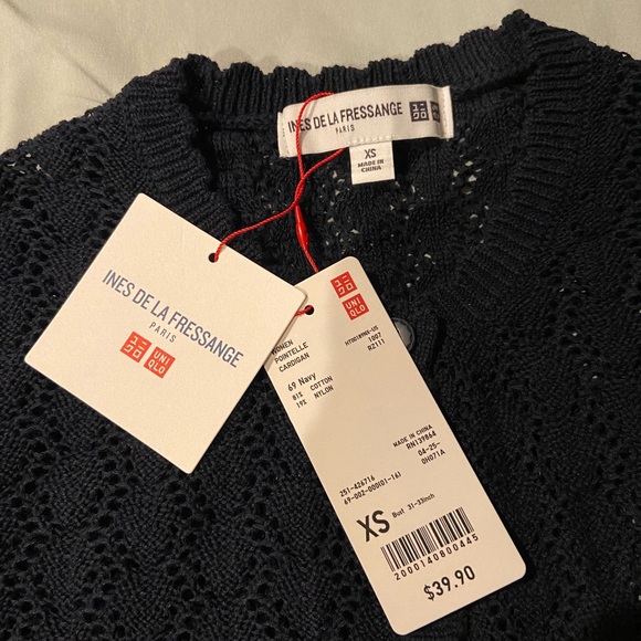 NWT Uniqlo Ines de la Fressange Navy Lace Knit Cardigan XS - Picture 3 of 3